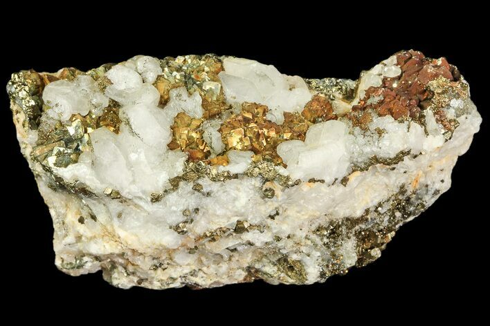 Pyrite On Calcite - El Hammam Mine, Morocco #80363